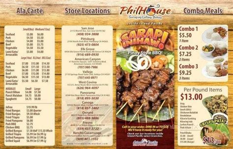 Menus for Philhouse .